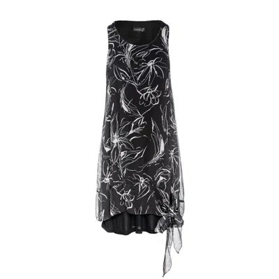 Conquista Women's Sleeveless Double Layer Dress In Black & White