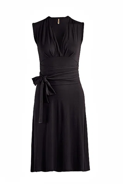 Conquista Women's Sleeveless Empire Line Dress In Black Jersey