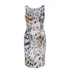 CONQUISTA WOMEN'S SLEEVELESS FITTED ANIMAL PRINT DRESS IN COTTON ELASTANE
