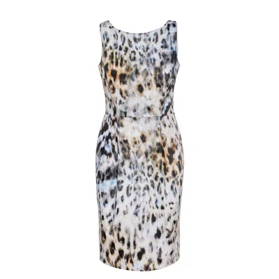 Conquista Women's Sleeveless Fitted Animal Print Dress In Cotton Elastane In Gray