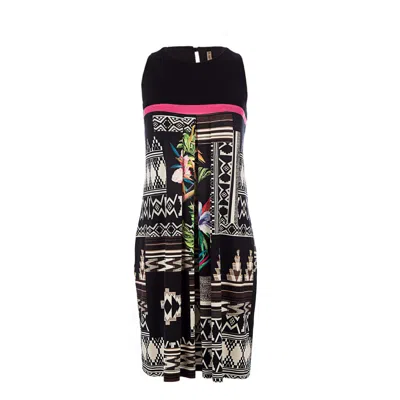 Conquista Women's Sleeveless Jungle Print Dress In Black/pink