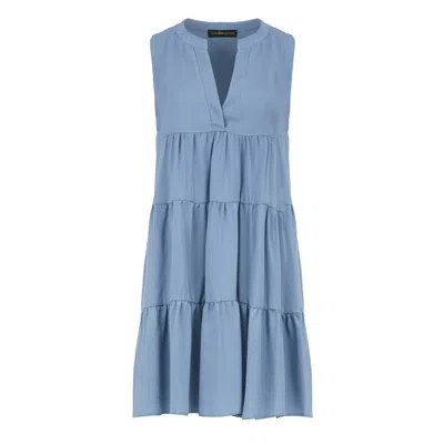 Conquista Women's Sleeveless Light Blue Colour A Line Dress