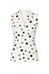 Conquista Women's Sleeveless Polka Dot Jersey Top In Viscose-elastane