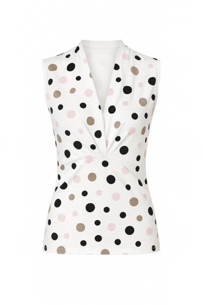 Conquista Women's Sleeveless Polka Dot Jersey Top In Viscose-elastane