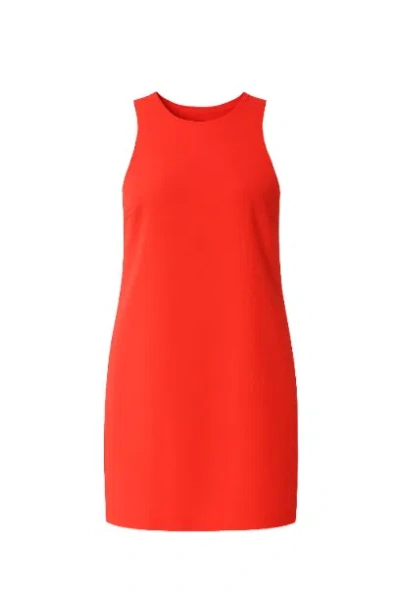 Conquista Women's Sleeveless Shift Dress In Stretch Polyester-elastane – Fiery Red