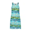 Conquista Women's Sleeveless Summer Dress – Multicolor Floral Print, Sheer Nylon Overlay, Fully Lined In Cotto