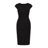 Conquista Women's Solid Colour Dress With Cap Sleeves Black Color In Black