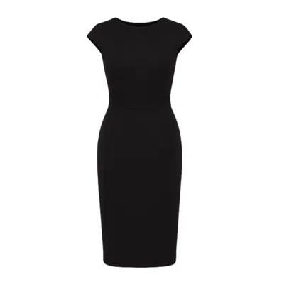 Conquista Women's Solid Colour Dress With Cap Sleeves Black Color