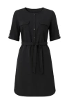 Conquista Women's Straight Black Tencel Dress With Belt Detail In Black