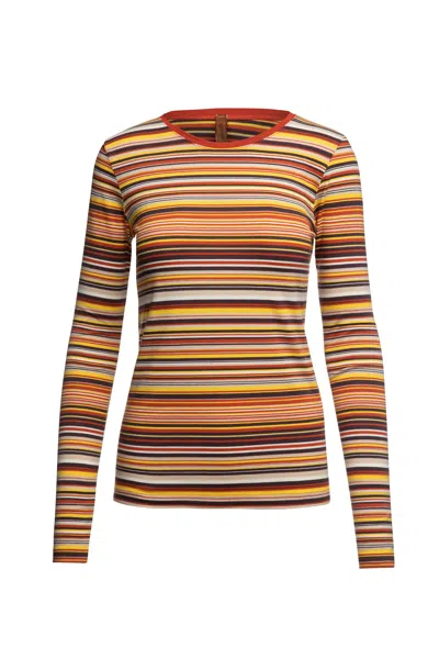 Conquista Women's Stretch Long Sleeve Stripe Top In Multi