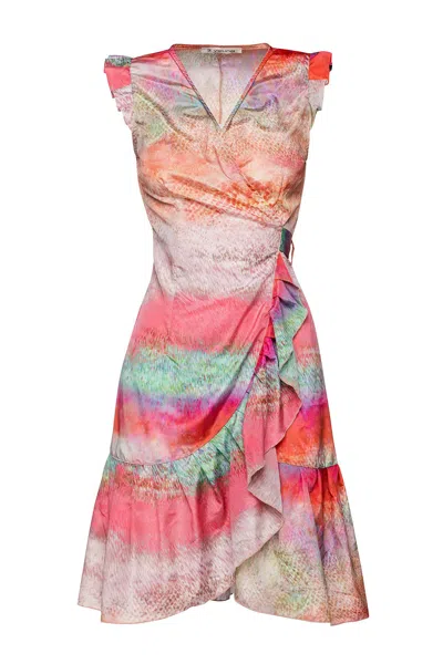 Conquista Women's Sunset Hues Abstract Print Light Satin Dress In Multi