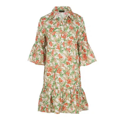 Conquista Women's Tropical Oasis Cotton Mini Dress In Green