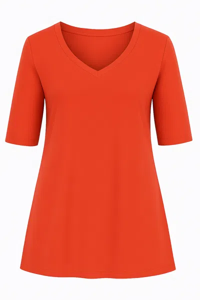 Conquista Women's Tunic In Viscose-elastane Jersey With Half Sleeves – Flame Red