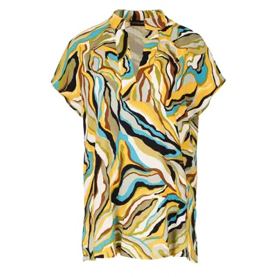 Conquista Women's Turquoise Swirl Print Sleeveless Top In Blue