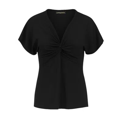 Conquista Women's Twist Front Black Jersey Top –