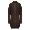 Conquista Women's Under The Knee Length Open Front Brown Knit Cardigan In Brown