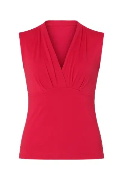 Conquista Women's V Neck Sleeveless Red Top