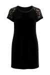 Conquista Women's Velvet & Lace Black Dress In Black