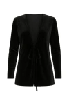 Conquista Women's Velvet Cardigan With Ties In Black In Black
