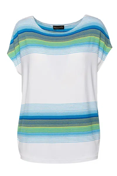 Conquista Women's White / Blue White Sleeveless Top With Striped Print In White/blue