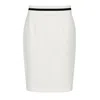 Conquista Women's White Fitted Pencil Skirt With Contrast Black Stripe