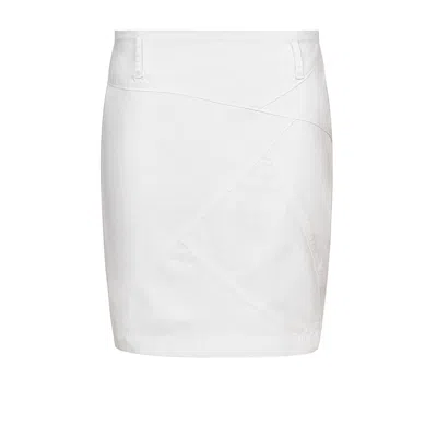 Conquista Women's White Gabardine Skirt With Decorative Stitching