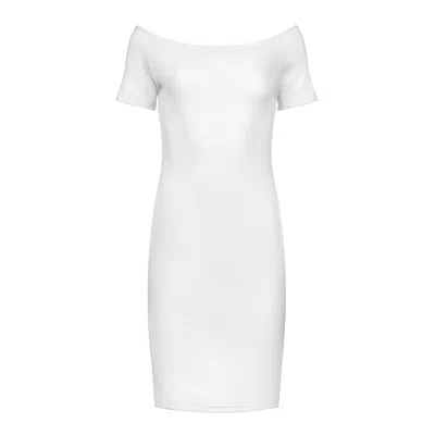 Conquista Women's White Off-shoulder Fitted Dress