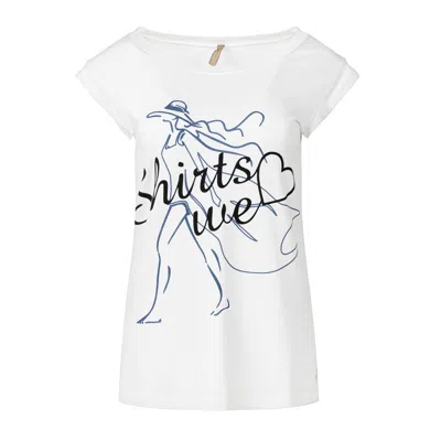Conquista Women's White Printed Short Sleeve Top