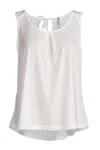 Conquista Women's White Round Neck Sleeveless Top In White