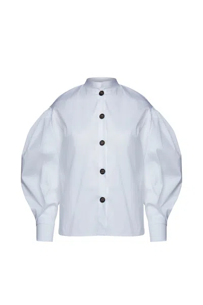 Conquista Women's White Shirt With Bishop Sleeves