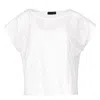 Conquista Women's White Sleeveless Embroidered Top In White