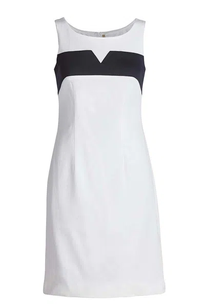 Conquista Women's White Sleeveless Empire Line Stretch Dress