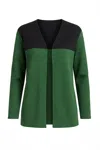 Conquista Women's Wool Blend Block Colour Cardigan Green In Green