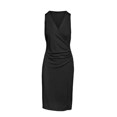 Conquista Women's Wrap Style Sleeveless Dress In Black