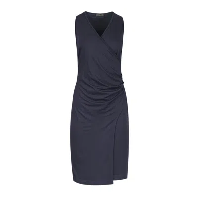 Conquista Women's Wrap Style Sleeveless Dress In Navy Blue