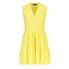 Conquista Women's Yellow / Orange Lemon Sleeveless V-neck Jersey Dress – Loose Fit, Knee-length