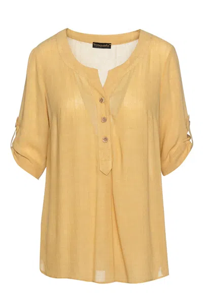Conquista Women's Yellow / Orange Linen Look Blouse In Yellow/orange