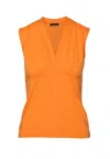 Conquista Women's Yellow / Orange Orange Faux Wrap Sleeveless Top In Yellow/orange