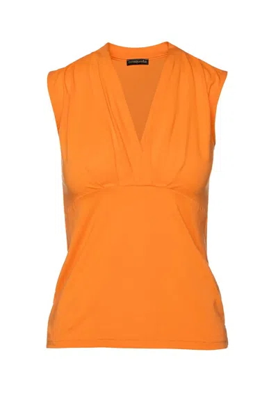Conquista Women's Yellow / Orange Orange Faux Wrap Sleeveless Top In Yellow/orange