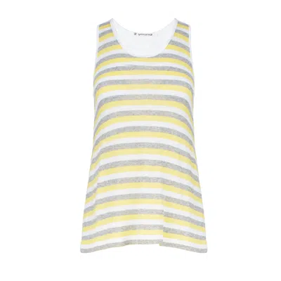 Conquista Women's Yellow / Orange Racer Back Striped Top In Yellow/orange