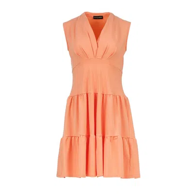 Conquista Women's Yellow / Orange Sleeveless Peach Cotton Jersey Dress In Yellow/orange