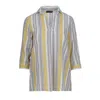 Conquista Women's Yellow / Orange Striped Linen Style Top With Pockets In Yellow/orange