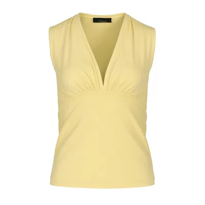 Conquista Women's Yellow / Orange Yellow Sleeveless V-neck Fitted Top – Soft Viscose-blend Fabric