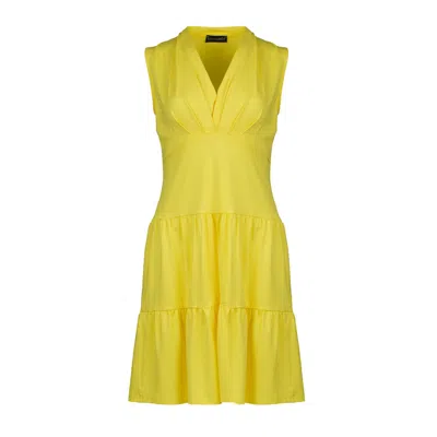 Conquista Women's Yellow / Orange Yellow Sleeveless V-neck Jersey Dress In Yellow/orange