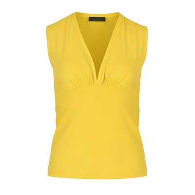 Conquista Women's Yellow / Orange Yellow Sleeveless V-neck Jersey Top – Stretch Cotton-blend Fabric