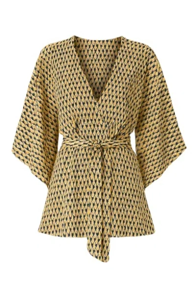 Conquista Women's Yellow Print Kimono