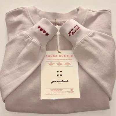 Conscious Ink You Are Loved/hearts Manifest Sweatshirt In White