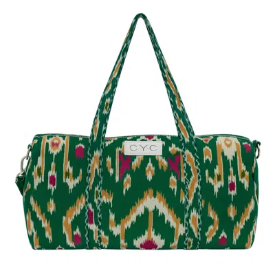 Conscious Yoga Collective Black / Green The Ikat Velvet Weekender In Green In Multi