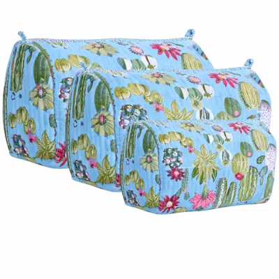 Conscious Yoga Collective Blue Cactus Velvet Three Piece Travel Set