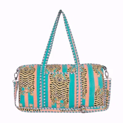 Conscious Yoga Collective Green / Orange The Tibetan Tiger Weekender In Peach And Green In Multi
